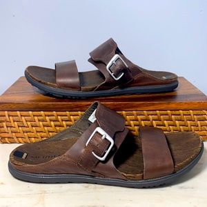 Merrell Move Select Brown Leather Slide Sandals 8